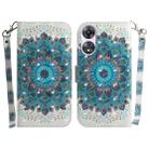 For OPPO A58 3D Colored Pattern Flip Leather Phone Case(Peacock Wreath) - 1