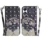 For OPPO A58 3D Colored Pattern Flip Leather Phone Case(Hug Cat) - 1