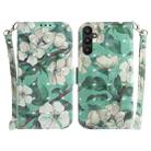 For Samsung Galaxy A34 5G 3D Colored Pattern Flip Leather Phone Case(Watercolor Flower) - 1
