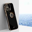 For Xiaomi Redmi 12C 4G XINLI Straight Edge 6D Electroplate TPU Phone Case with Ring Holder(Black) - 1