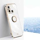 For Xiaomi Redmi 12C 4G XINLI Straight Edge 6D Electroplate TPU Phone Case with Ring Holder(White) - 1