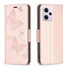 For Xiaomi Redmi Note 12 Pro 5G Global Embossing Two Butterflies Pattern Leather Phone Case(Rose Gold) - 1