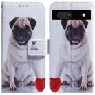 For Google Pixel 7a Coloured Drawing Flip Leather Phone Case(Pug) - 1