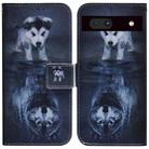 For Google Pixel 7a Coloured Drawing Flip Leather Phone Case(Wolf and Dog) - 1