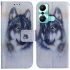 For Infinix Hot 20 Play Coloured Drawing Flip Leather Phone Case(White Wolf) - 1