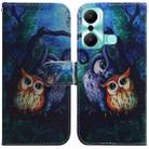 For Infinix Hot 20 Play Coloured Drawing Flip Leather Phone Case(Oil Painting Owl) - 1