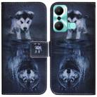 For Infinix Hot 20 Play Coloured Drawing Flip Leather Phone Case(Wolf and Dog) - 1