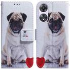 For OPPO A58 Coloured Drawing Flip Leather Phone Case(Pug) - 1