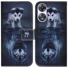 For OPPO A58 Coloured Drawing Flip Leather Phone Case(Wolf and Dog) - 1