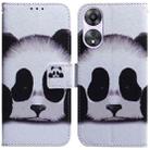 For OPPO A58 Coloured Drawing Flip Leather Phone Case(Panda) - 1