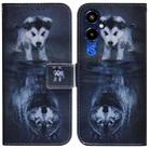 For Tecno Pova 4 Pro Coloured Drawing Flip Leather Phone Case(Wolf and Dog) - 1