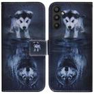 For Samsung Galaxy A34 5G Coloured Drawing Flip Leather Phone Case(Wolf and Dog) - 1