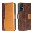 For TCL 40 SE Contrast Color Side Buckle Leather Phone Case(Dark Brown + Gold) - 1