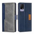 For TCL 405 / 406 / 408 Contrast Color Side Buckle Leather Phone Case(Blue + Grey) - 1