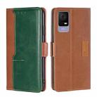 For TCL 405 / 406 / 408 Contrast Color Side Buckle Leather Phone Case(Light Brown + Green) - 1