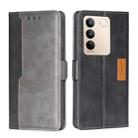For vivo S16 / S16 Pro Contrast Color Side Buckle Leather Phone Case(Black + Grey) - 1