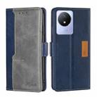 For vivo Y02 4G Contrast Color Side Buckle Leather Phone Case(Blue + Grey) - 1