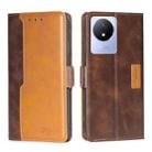 For vivo Y02 4G Contrast Color Side Buckle Leather Phone Case(Dark Brown + Gold) - 1