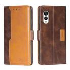 For Fujitsu Arrows N F-51C Contrast Color Side Buckle Leather Phone Case(Dark Brown + Gold) - 1