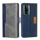 For Xiaomi Redmi K60E Contrast Color Side Buckle Leather Phone Case(Blue + Grey) - 1