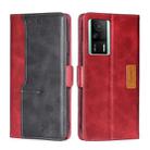 For Xiaomi Redmi K60E Contrast Color Side Buckle Leather Phone Case(Red + Black) - 1