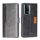 For Xiaomi Redmi K60E Contrast Color Side Buckle Leather Phone Case(Black + Grey) - 1