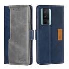 For Xiaomi Redmi K60 / K60 Pro Contrast Color Side Buckle Leather Phone Case(Blue + Grey) - 1
