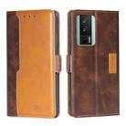 For Xiaomi Redmi K60 / K60 Pro Contrast Color Side Buckle Leather Phone Case(Dark Brown + Gold) - 1