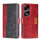 For Honor 80 GT Contrast Color Side Buckle Leather Phone Case(Red + Black) - 1