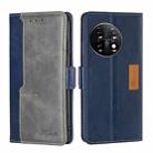 For OnePlus 11 Contrast Color Side Buckle Leather Phone Case(Blue + Grey) - 1