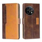 For OnePlus 11 Contrast Color Side Buckle Leather Phone Case(Dark Brown + Gold) - 1