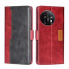 For OnePlus 11 Contrast Color Side Buckle Leather Phone Case(Red + Black) - 1