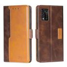 For ZTE Libero 5G III Contrast Color Side Buckle Leather Phone Case(Dark Brown + Gold) - 1