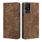 For TCL 40 SE RFID Anti-theft Brush Magnetic Leather Phone Case(Brown) - 1