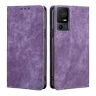 For TCL 40 SE RFID Anti-theft Brush Magnetic Leather Phone Case(Purple) - 1