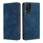 For TCL 40 SE RFID Anti-theft Brush Magnetic Leather Phone Case(Blue) - 1