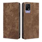 For TCL 405 / 406 / 408 RFID Anti-theft Brush Magnetic Leather Phone Case(Brown) - 1