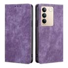 For vivo S16 / S16 Pro RFID Anti-theft Brush Magnetic Leather Phone Case(Purple) - 1