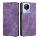 For vivo Y02 4G RFID Anti-theft Brush Magnetic Leather Phone Case(Purple) - 1