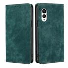 For Fujitsu Arrows N F-51C RFID Anti-theft Brush Magnetic Leather Phone Case(Green) - 1