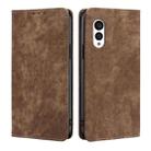 For Fujitsu Arrows N F-51C RFID Anti-theft Brush Magnetic Leather Phone Case(Brown) - 1