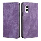 For Fujitsu Arrows N F-51C RFID Anti-theft Brush Magnetic Leather Phone Case(Purple) - 1