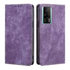 For Xiaomi Redmi K60E RFID Anti-theft Brush Magnetic Leather Phone Case(Purple) - 1