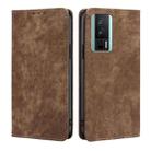For Xiaomi Redmi K60 / K60 Pro RFID Anti-theft Brush Magnetic Leather Phone Case(Brown) - 1