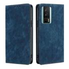 For Xiaomi Redmi K60 / K60 Pro RFID Anti-theft Brush Magnetic Leather Phone Case(Blue) - 1
