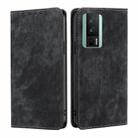 For Xiaomi Redmi K60 / K60 Pro RFID Anti-theft Brush Magnetic Leather Phone Case(Black) - 1