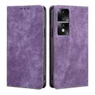 For Honor 80 GT RFID Anti-theft Brush Magnetic Leather Phone Case(Purple) - 1