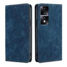 For Honor 80 GT RFID Anti-theft Brush Magnetic Leather Phone Case(Blue) - 1