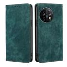For OnePlus 11 RFID Anti-theft Brush Magnetic Leather Phone Case(Green) - 1