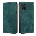 For ZTE Libero 5G III RFID Anti-theft Brush Magnetic Leather Phone Case(Green) - 1